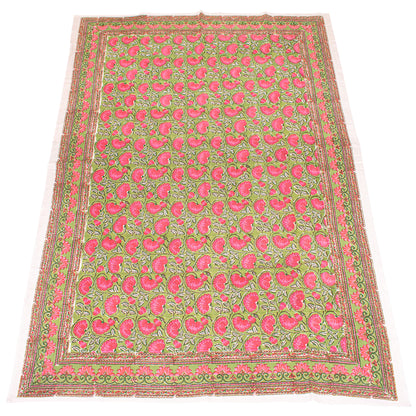 Floral Cotton Tablecloth, Indian Block Print Table Cover, Handmade Dining Linen