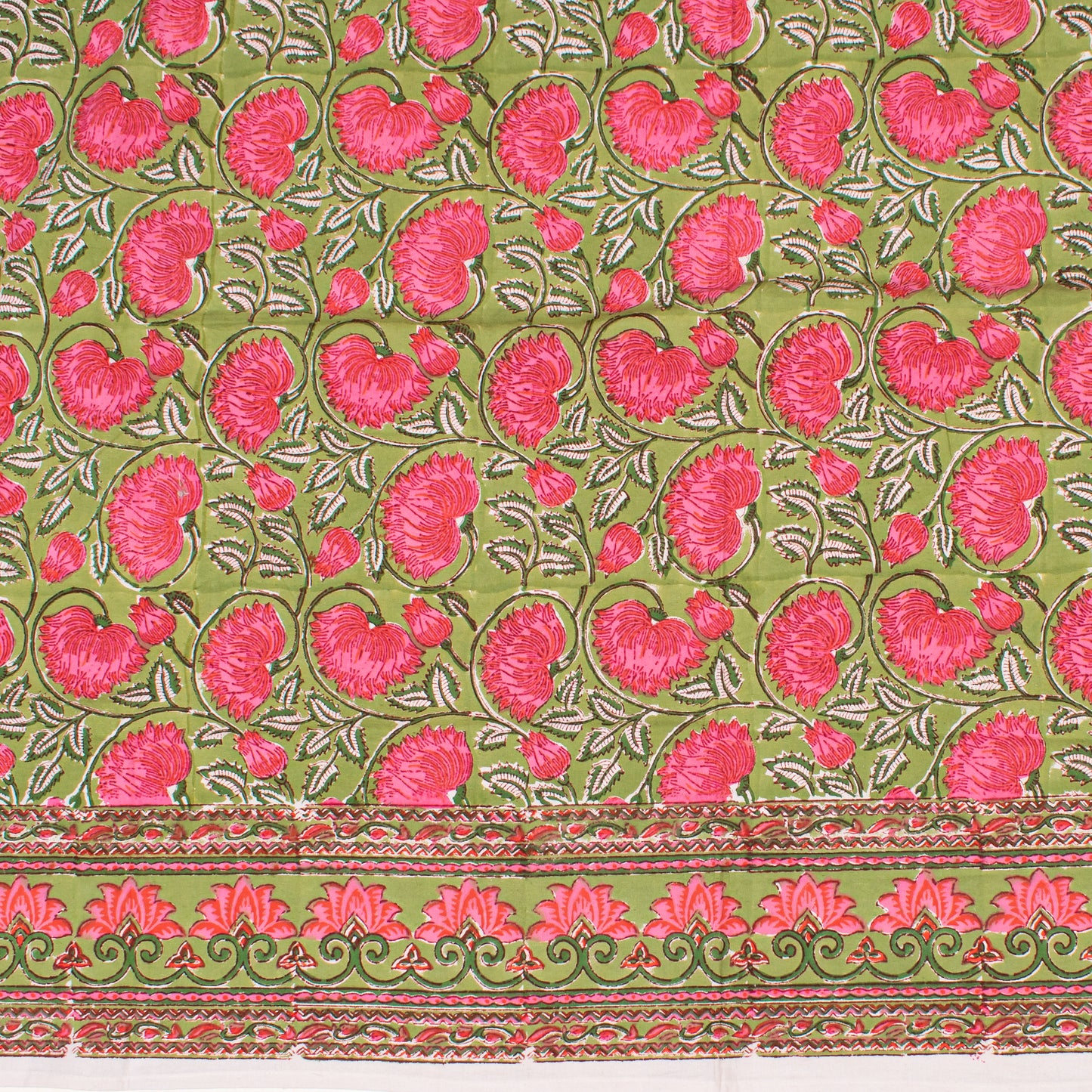 Floral Cotton Tablecloth, Indian Block Print Table Cover, Handmade Dining Linen