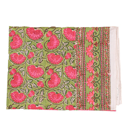 Floral Cotton Tablecloth, Indian Block Print Table Cover, Handmade Dining Linen