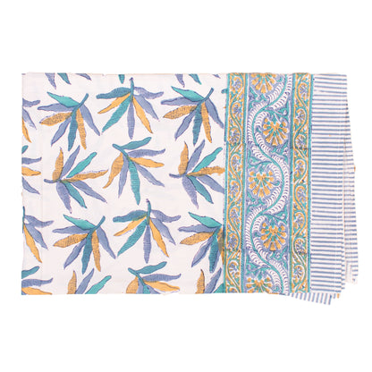 Natural Cotton Tablecloth with Hand Block Print, Eco-Friendly Farmhouse Table Decor