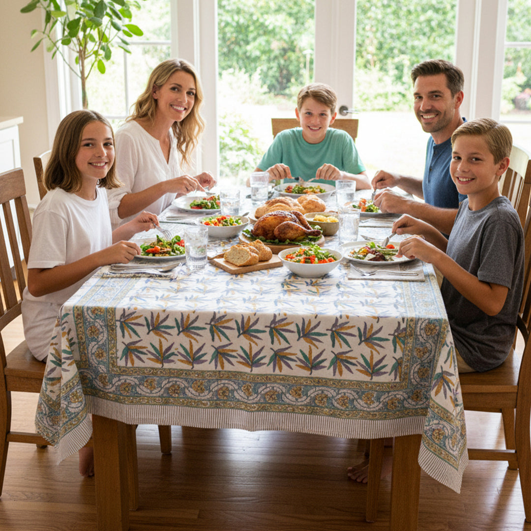 Hand Block Cotton Tablecloth | Boho Table Cover