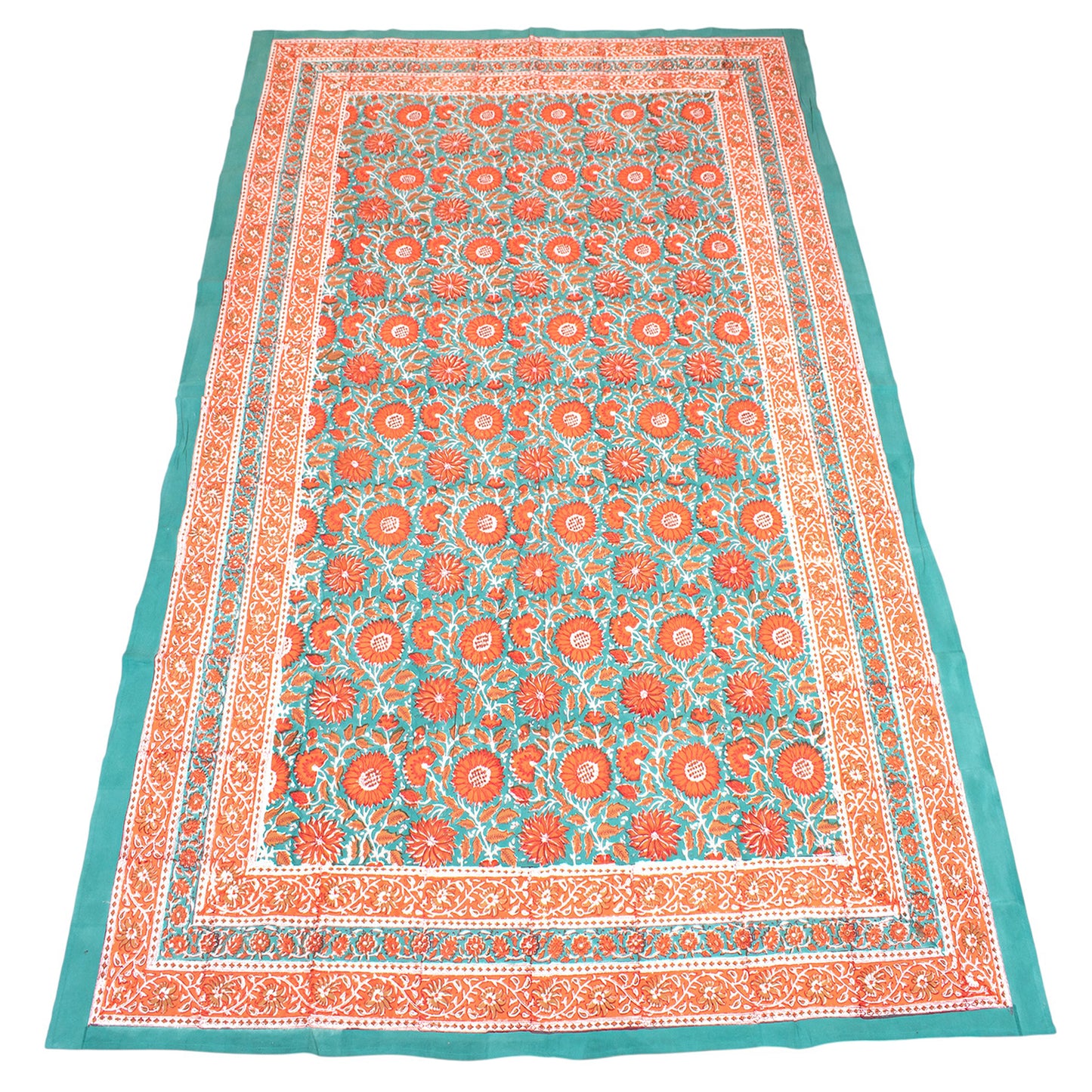 Block Print Tablecloth Round, Cotton Boho Dining Table Cover, Handmade Linen