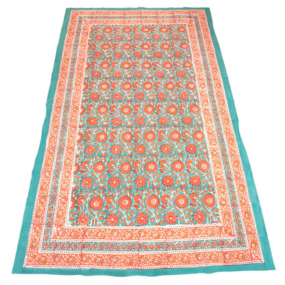 Block Print Tablecloth Round, Cotton Boho Dining Table Cover, Handmade Linen