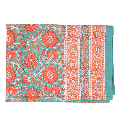 Block Print Tablecloth Round, Cotton Boho Dining Table Cover, Handmade Linen