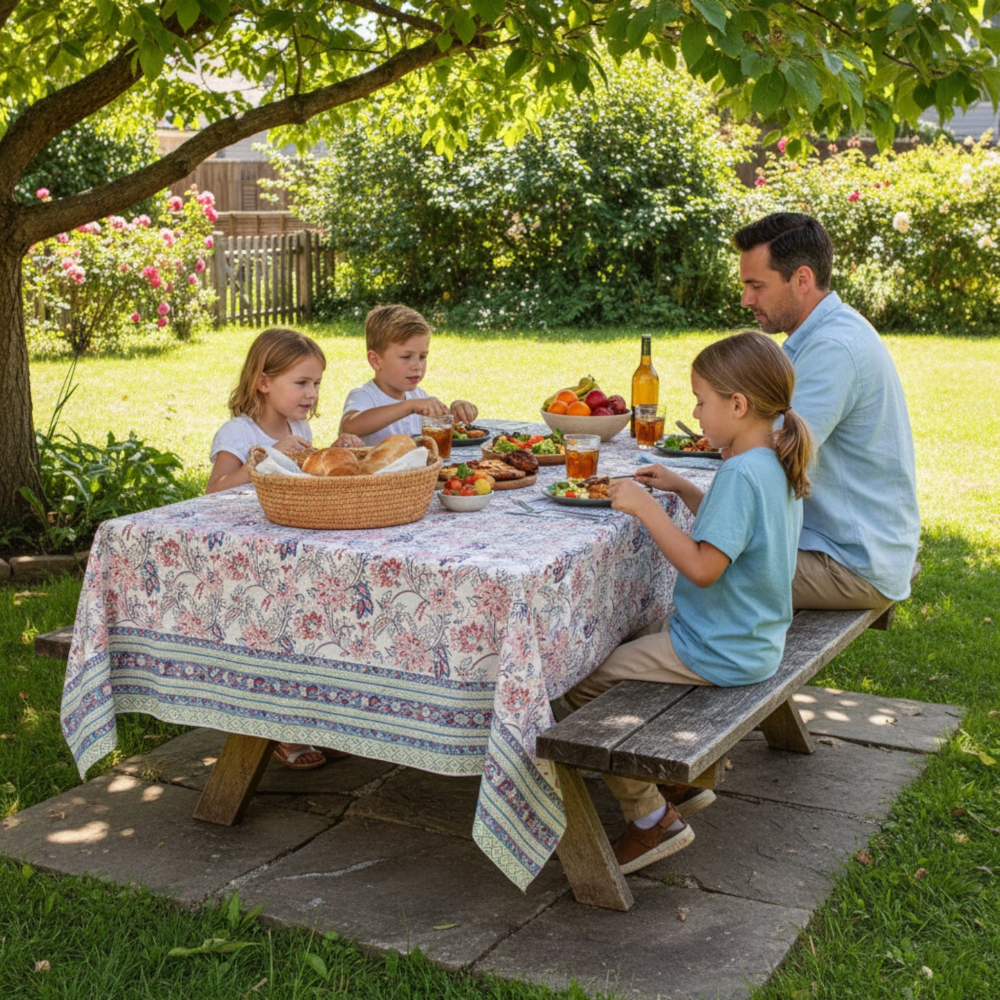 Paisley Print Cotton Tablecloth, Block Printed Dining Cover, Rustic Boho Decor