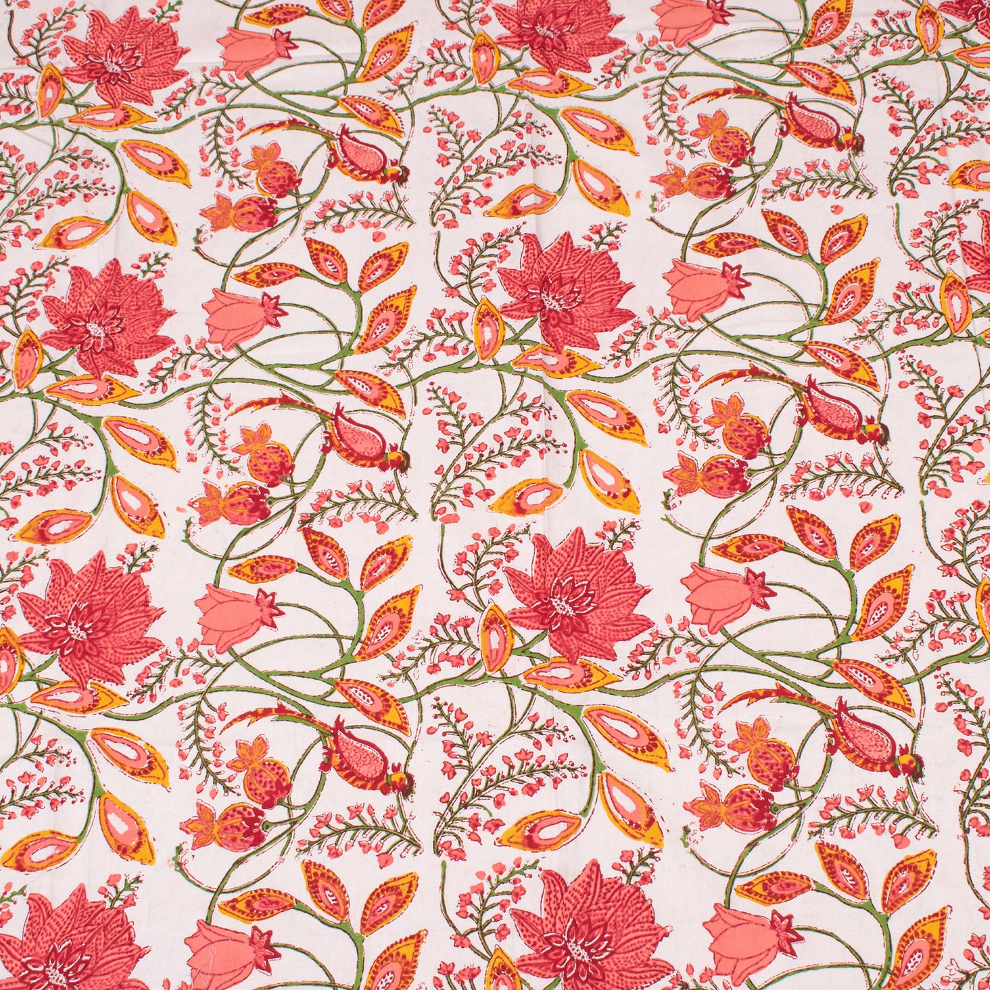 Handmade Floral Block Print Tablecloth, Cotton Table Cover, Vintage Boho Table Linen