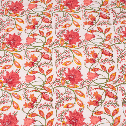 Handmade Floral Block Print Tablecloth, Cotton Table Cover, Vintage Boho Table Linen