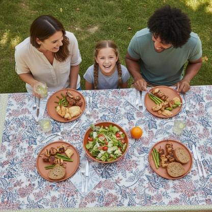 Indian Hand Block Print Cotton Tablecloth, Boho Home Decor, Handmade Dining Table Cover