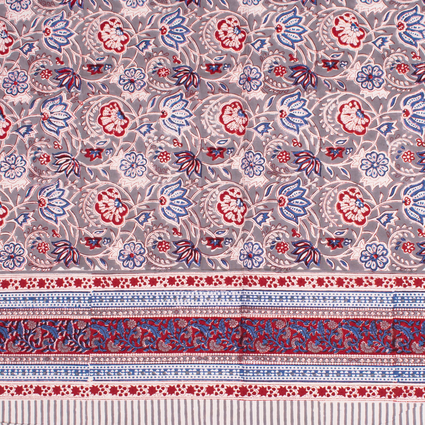 Handmade Block Print Cotton Tablecloth, Indian Floral Table Cover, Boho Dining Linen, Rustic Farmhouse Table Decor