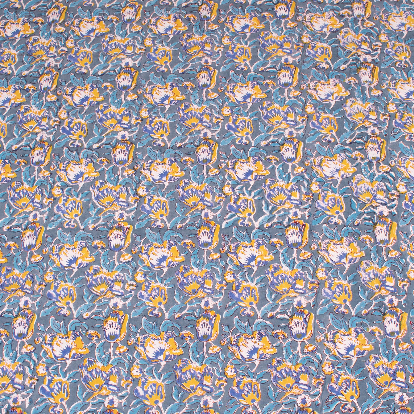 Floral Cotton Tablecloth Rectangle, Block Print Dining Linen, Farmhouse Table Decor