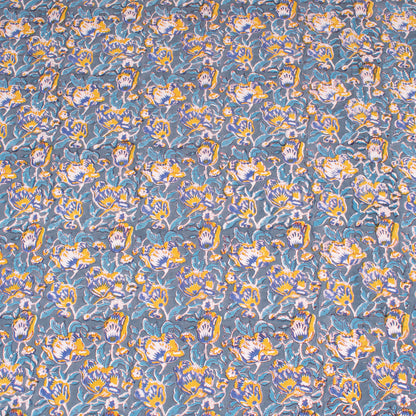 Floral Cotton Tablecloth Rectangle, Block Print Dining Linen, Farmhouse Table Decor