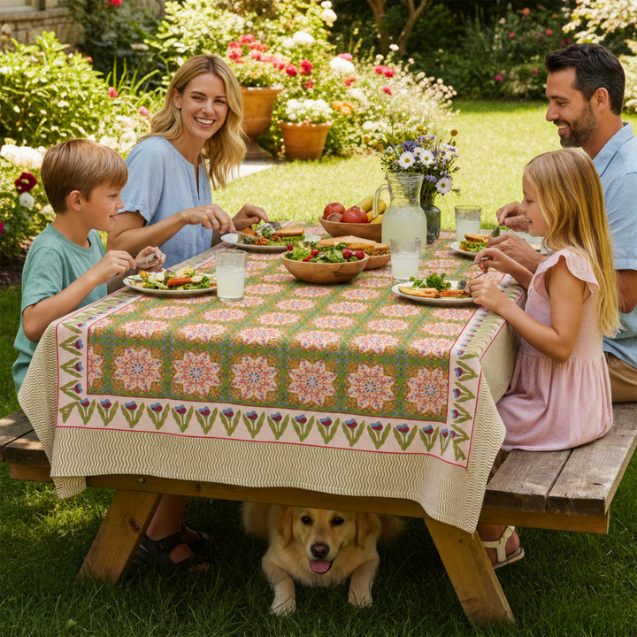 Vintage Cotton Tablecloth 60x90 | Boho Table Cover