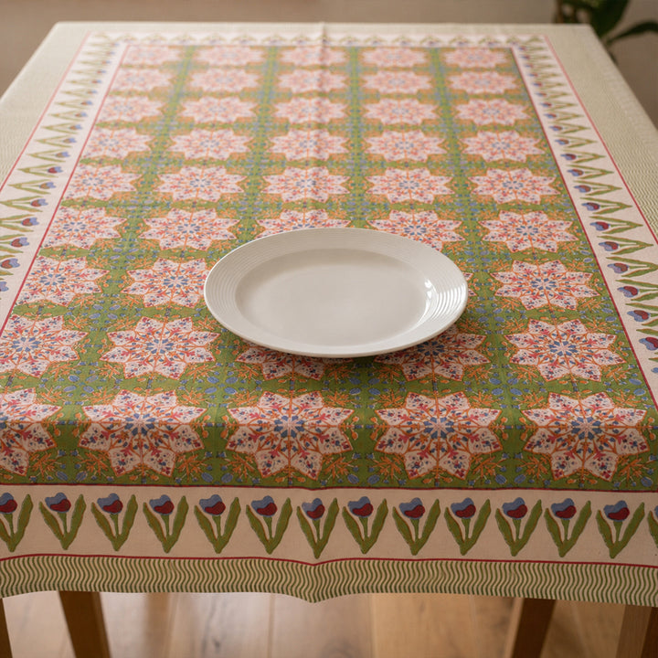 Vintage Cotton Tablecloth 60x90 | Boho Table Cover