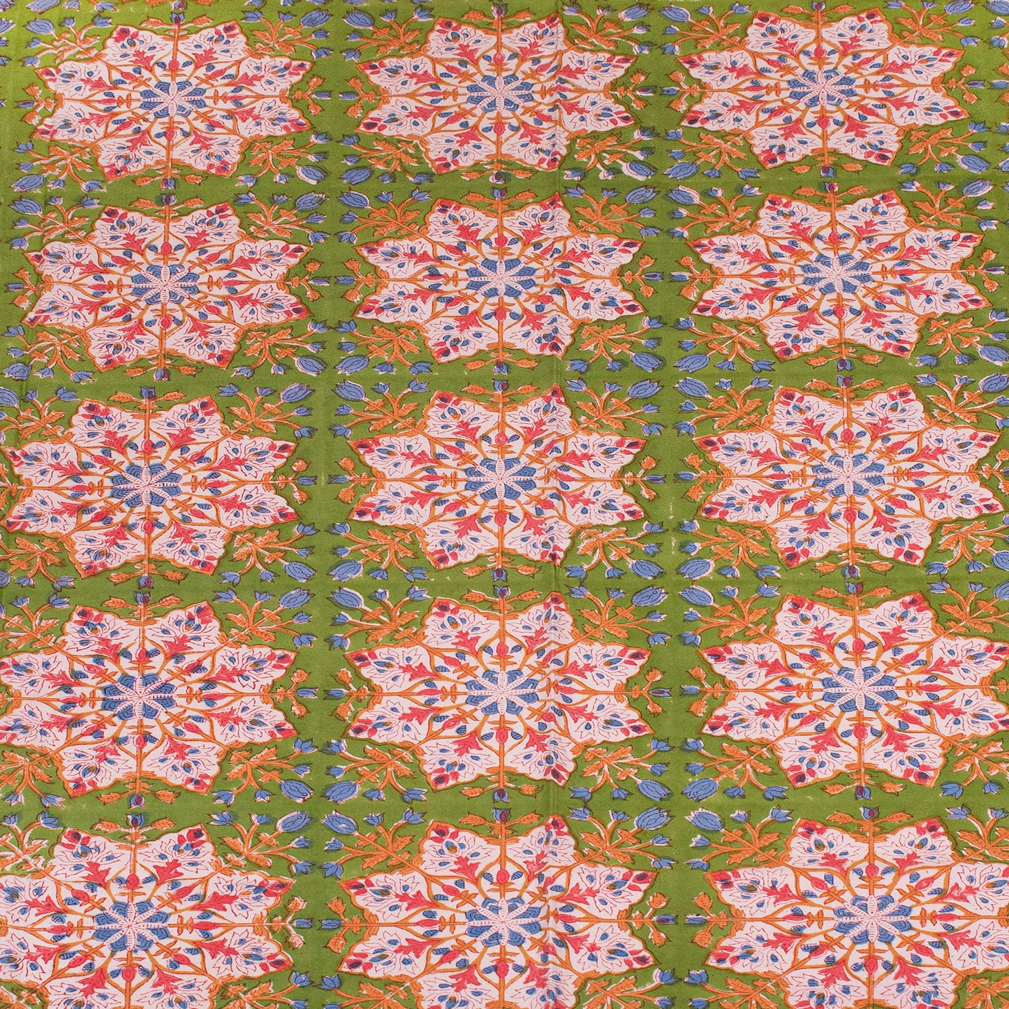 Handcrafted Cotton Tablecloth with Vintage Inspired Block Prints - 60x90