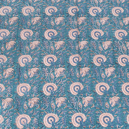 Boho Style Cotton Table Cover with Traditional Block Print Pattern - 60x90