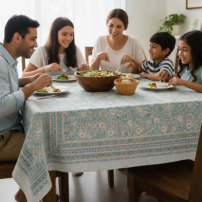 Premium Block Print Tablecloth for Dining Room and Kitchen Use - 60x90