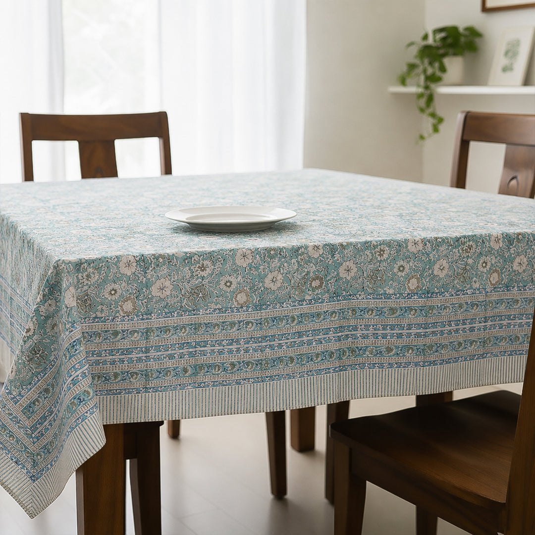 Hand Block Cotton Tablecloth 60x90 | Boho Table Cover