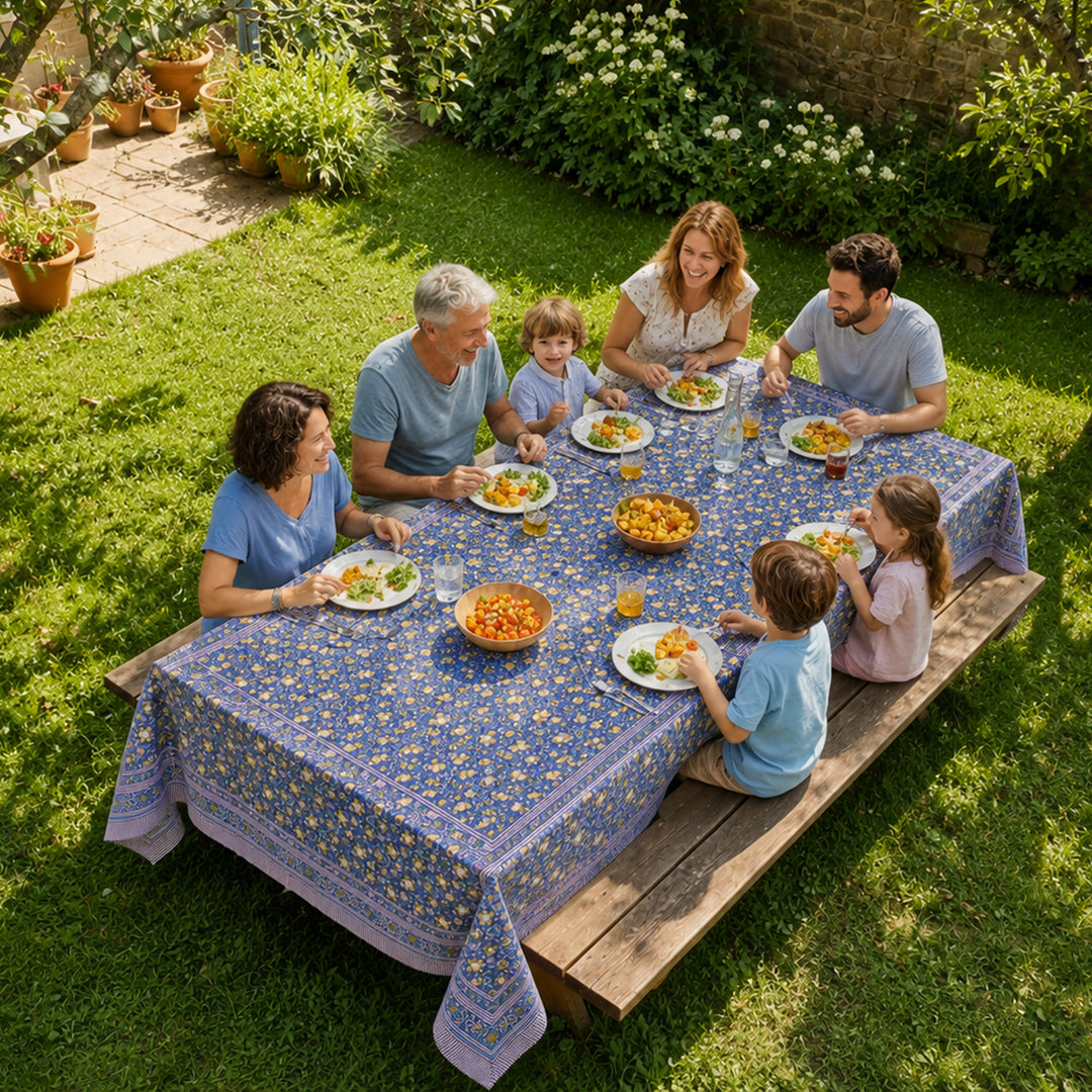 Hand Block Cotton Tablecloth 60x90 | Boho Table Cover