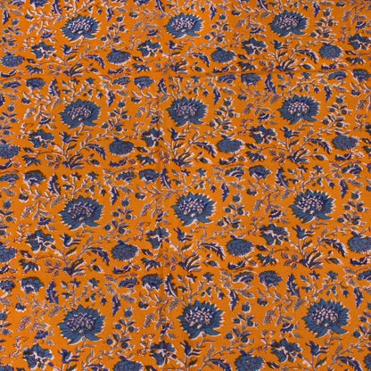 Floral Block Print Cotton Tablecloth for Modern Dining Spaces - 60x90
