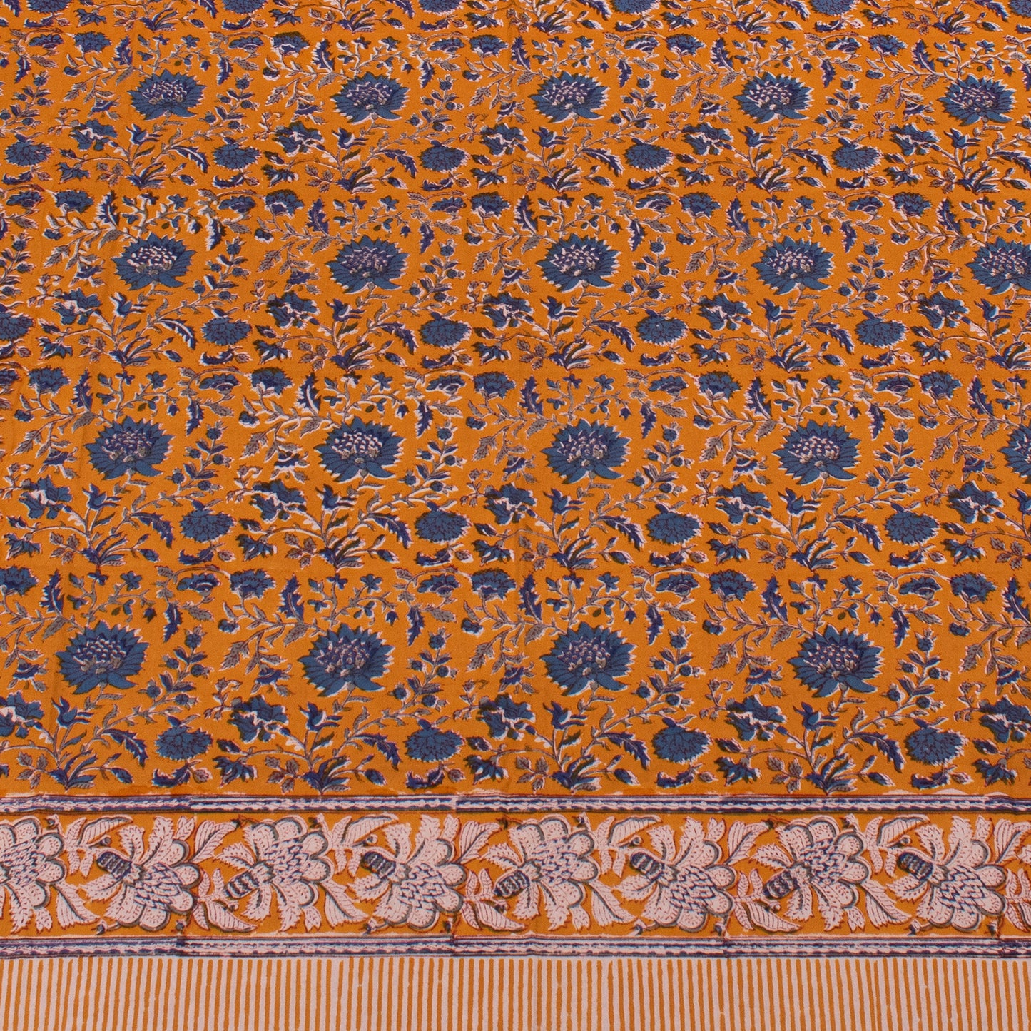 Floral Block Print Cotton Tablecloth for Modern Dining Spaces - 60x90
