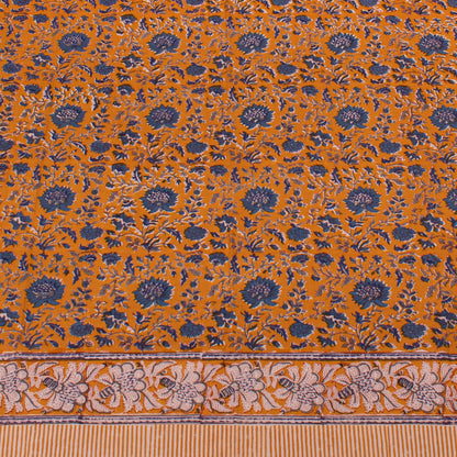 Floral Block Print Cotton Tablecloth for Modern Dining Spaces - 60x90