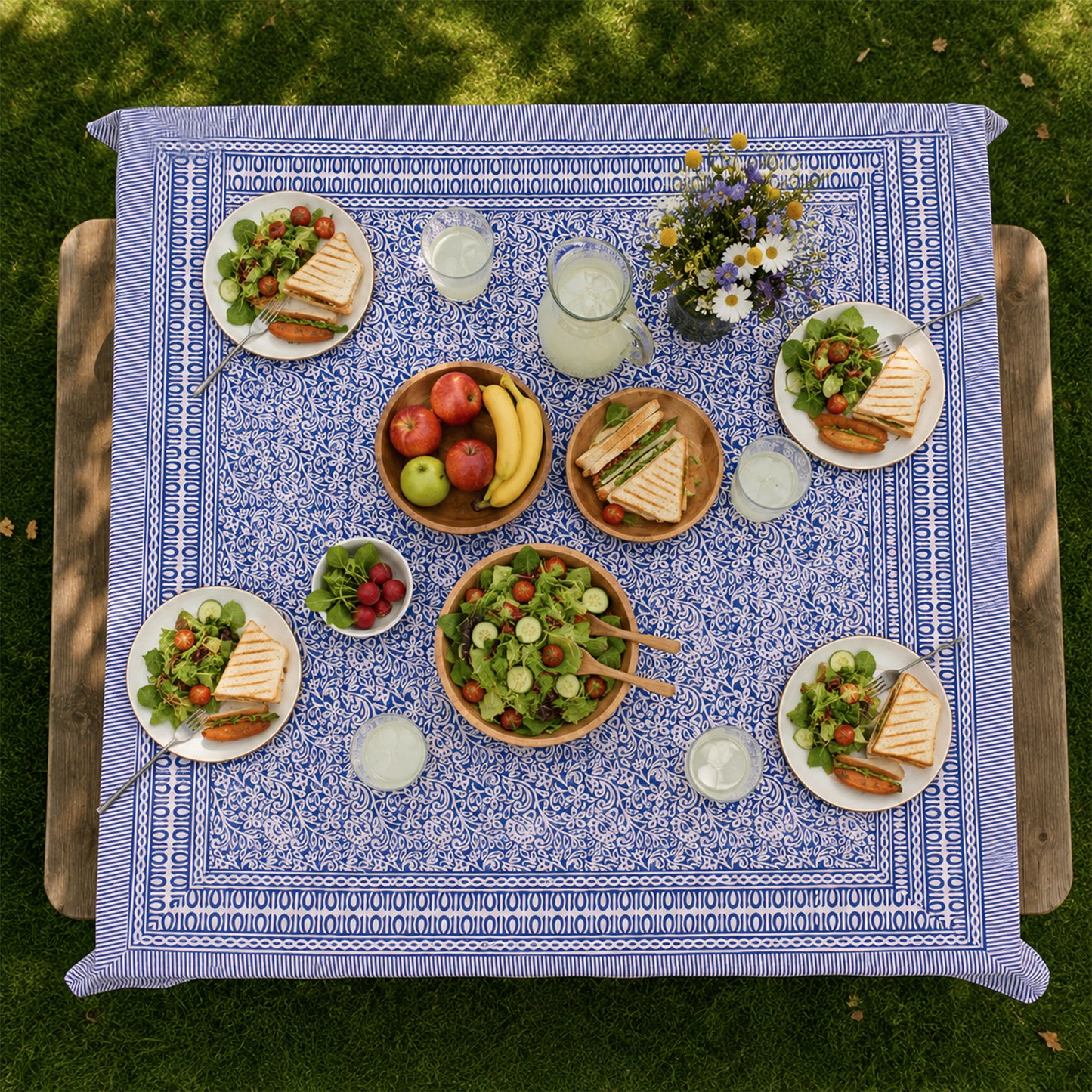 Handmade Cotton Block Print Table Cover for Dining Table Decor - 60x90