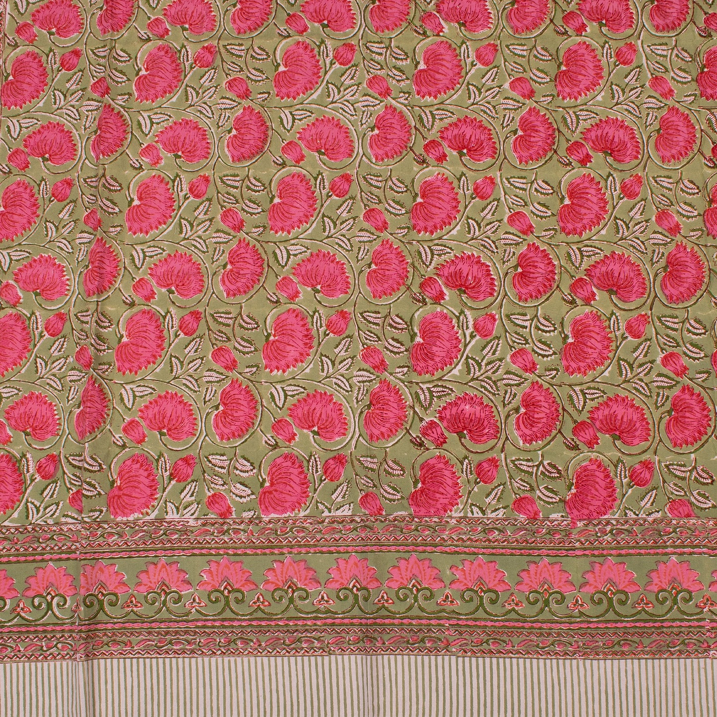 Luxury Cotton Tablecloth with Traditional Hand Block Print Pattern - 60x90
