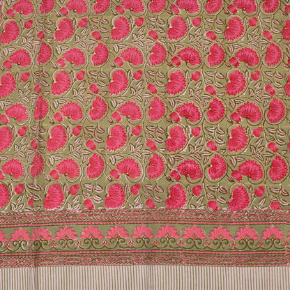 Luxury Cotton Tablecloth with Traditional Hand Block Print Pattern - 60x90