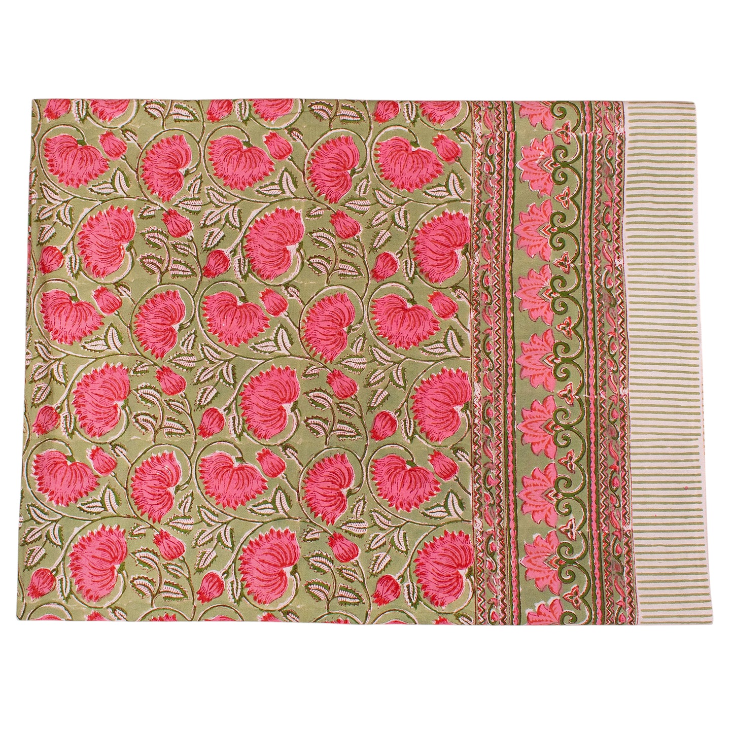 Luxury Cotton Tablecloth with Traditional Hand Block Print Pattern - 60x90