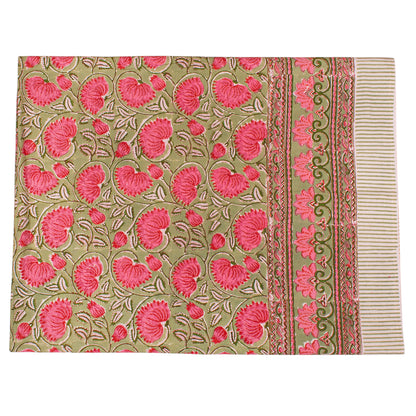 Luxury Cotton Tablecloth with Traditional Hand Block Print Pattern - 60x90
