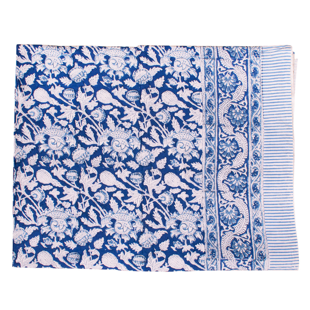 Hand Block Cotton Tablecloth 60x90 | Boho Table Cover