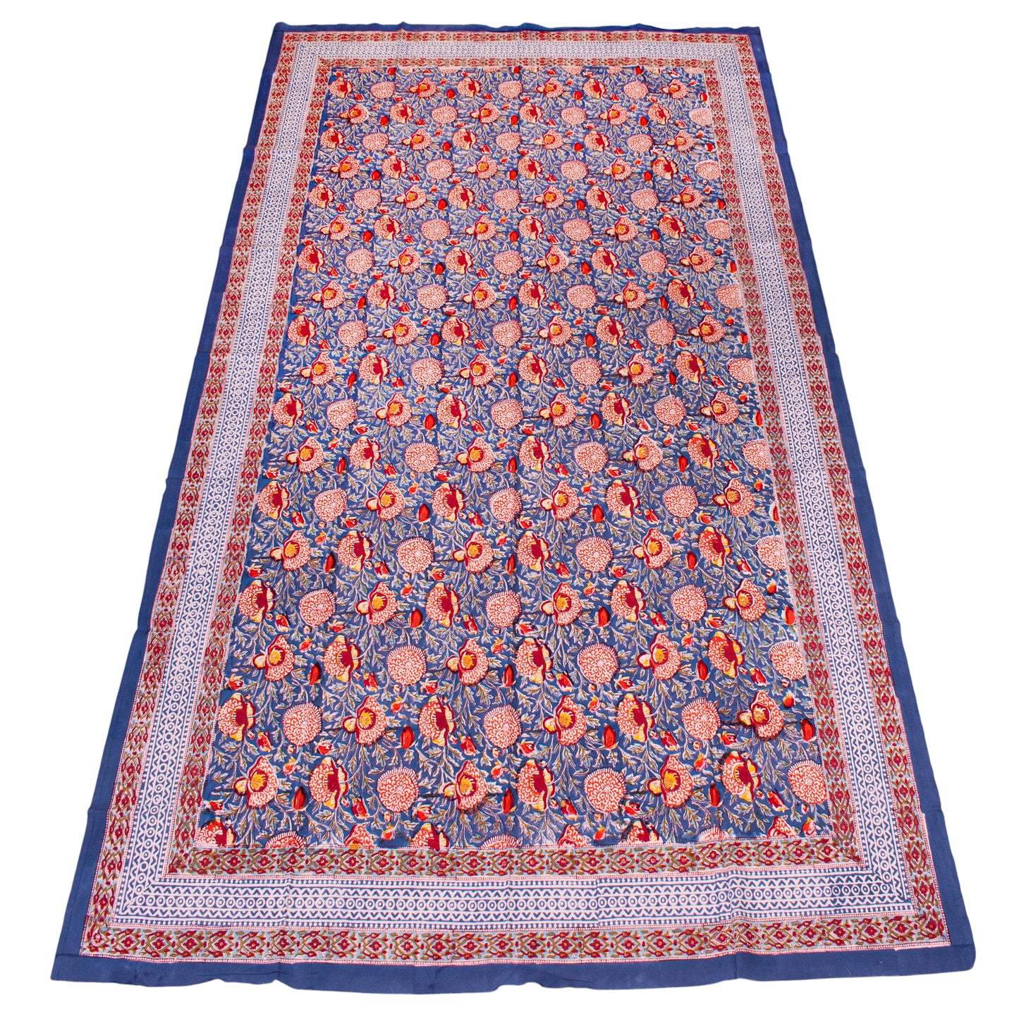 Elegant Floral Dining Table Cover in Hand Block Printed Cotton - 60x90