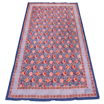 Elegant Floral Dining Table Cover in Hand Block Printed Cotton - 60x90