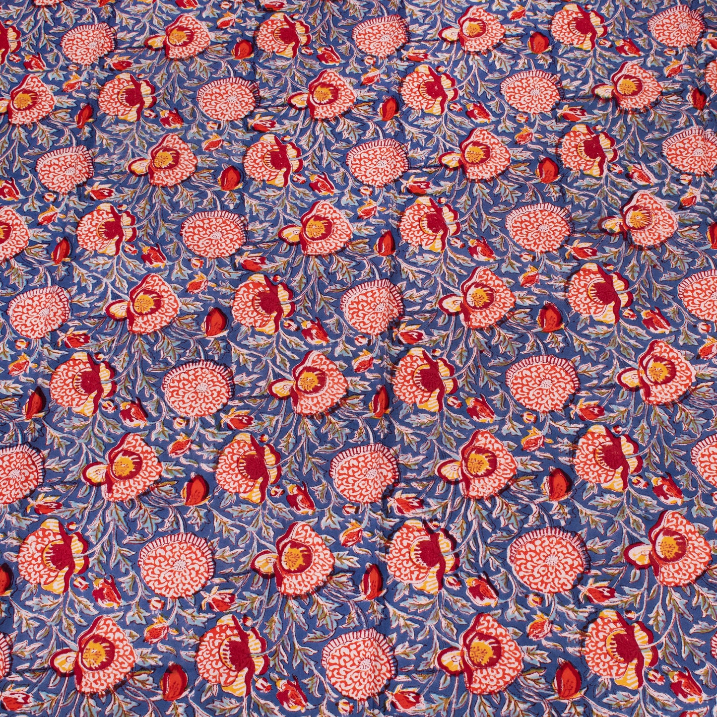 Elegant Floral Dining Table Cover in Hand Block Printed Cotton - 60x90