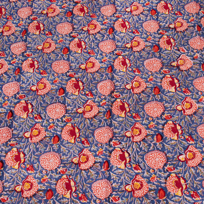 Elegant Floral Dining Table Cover in Hand Block Printed Cotton - 60x90