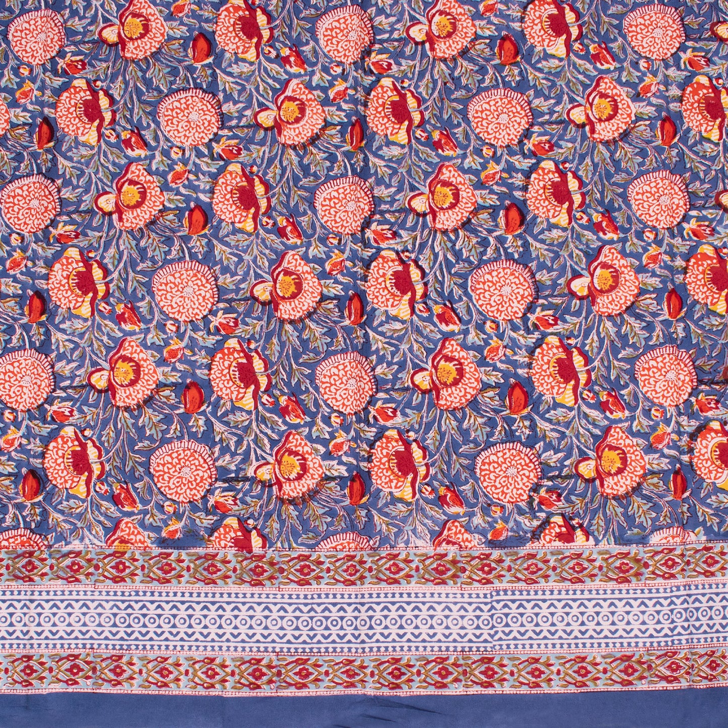Elegant Floral Dining Table Cover in Hand Block Printed Cotton - 60x90