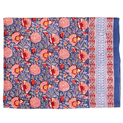 Elegant Floral Dining Table Cover in Hand Block Printed Cotton - 60x90