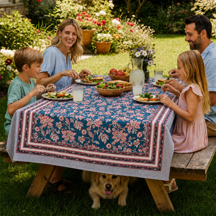 Handmade Cotton Tablecloth 60x90 | Boho Table Cover