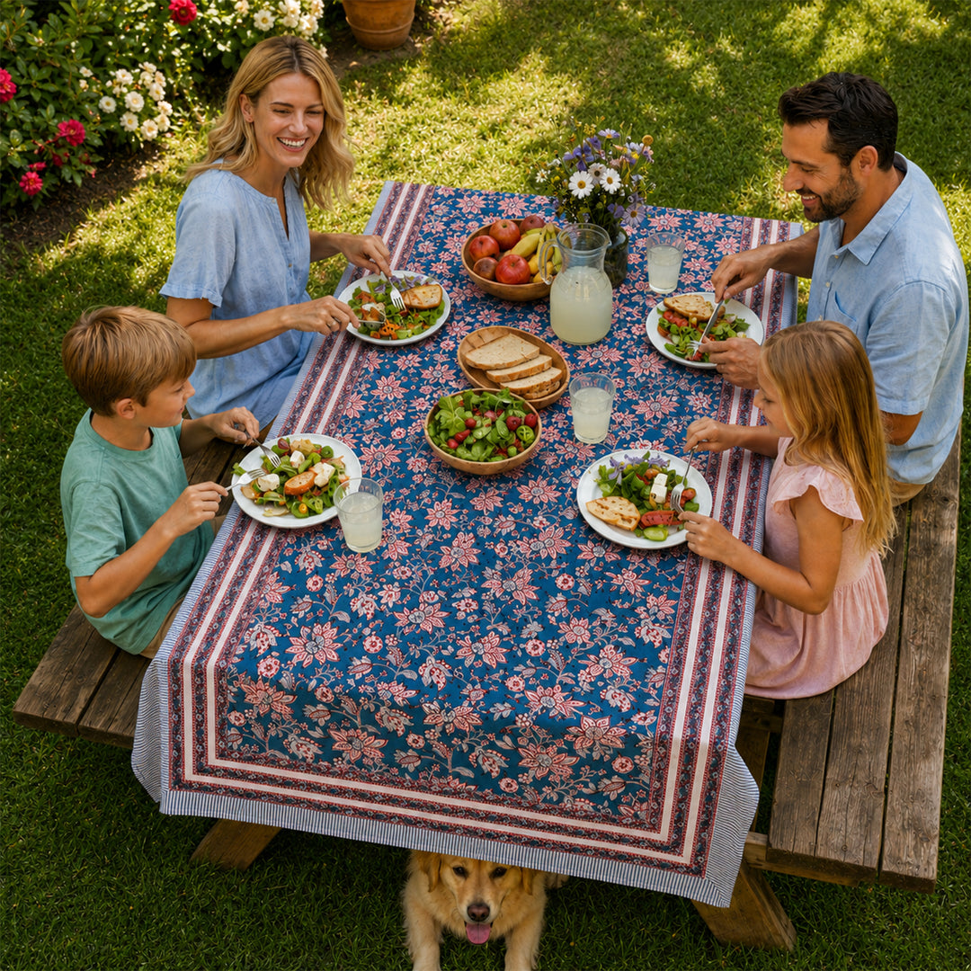 Handmade Cotton Tablecloth 60x90 | Boho Table Cover