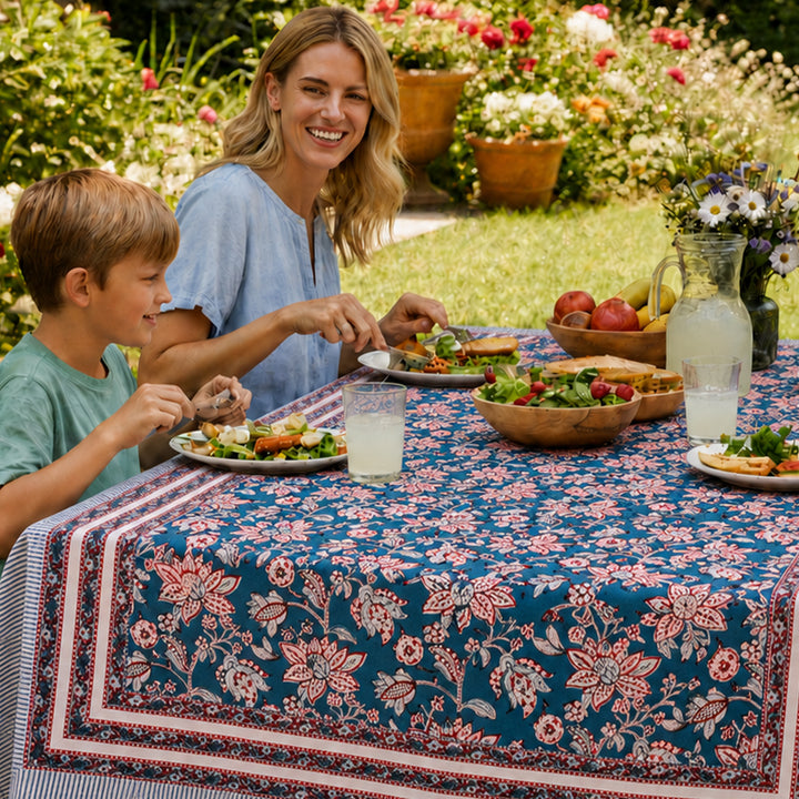 Handmade Cotton Tablecloth 60x90 | Boho Table Cover