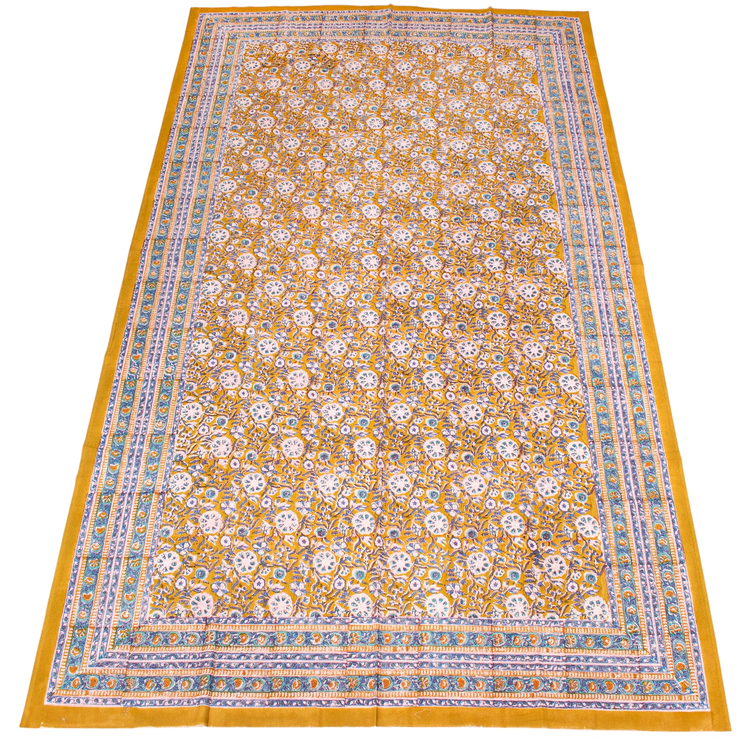 Boho Cotton Table Cover with Traditional Block Print Design - 60x90