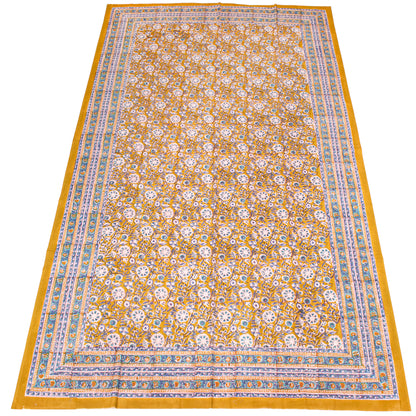 Boho Cotton Table Cover with Traditional Block Print Design - 60x90