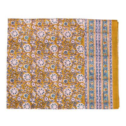 Boho Cotton Table Cover with Traditional Block Print Design - 60x90