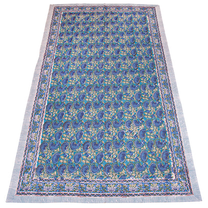 Floral Block Print Table Cover – Soft Cotton Dining Tablecloth - 60x90