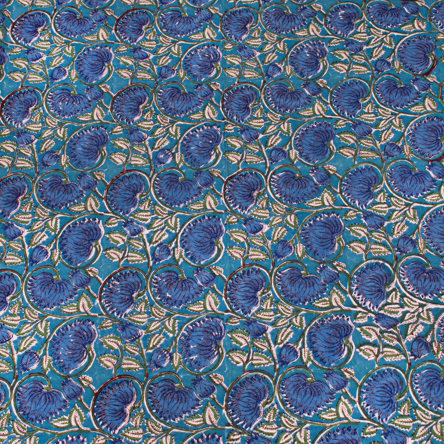 Floral Block Print Table Cover – Soft Cotton Dining Tablecloth - 60x90