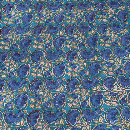 Floral Block Print Table Cover – Soft Cotton Dining Tablecloth - 60x90