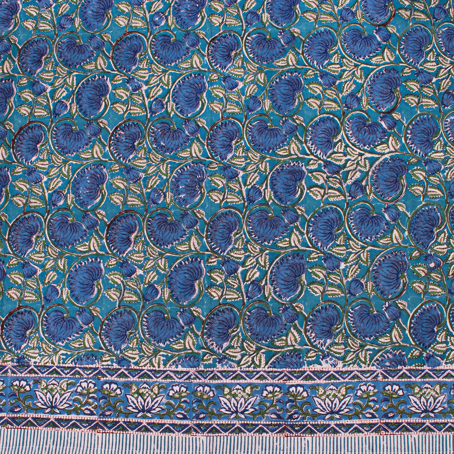 Floral Block Print Table Cover – Soft Cotton Dining Tablecloth - 60x90