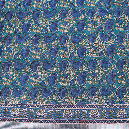 Floral Block Print Table Cover – Soft Cotton Dining Tablecloth - 60x90