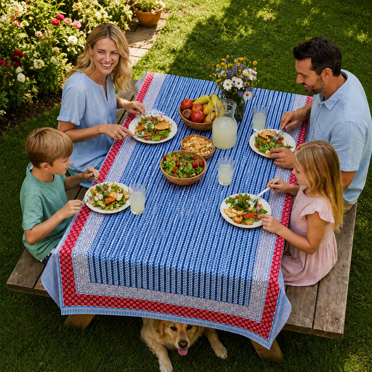 Handmade Cotton Block Print Table Cover for Dining Table - 60x90