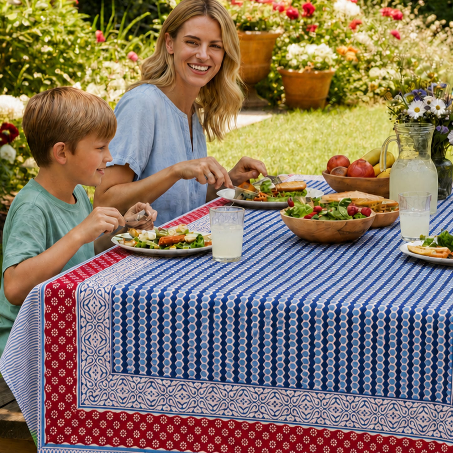 Handmade Cotton Block Print Table Cover for Dining Table - 60x90
